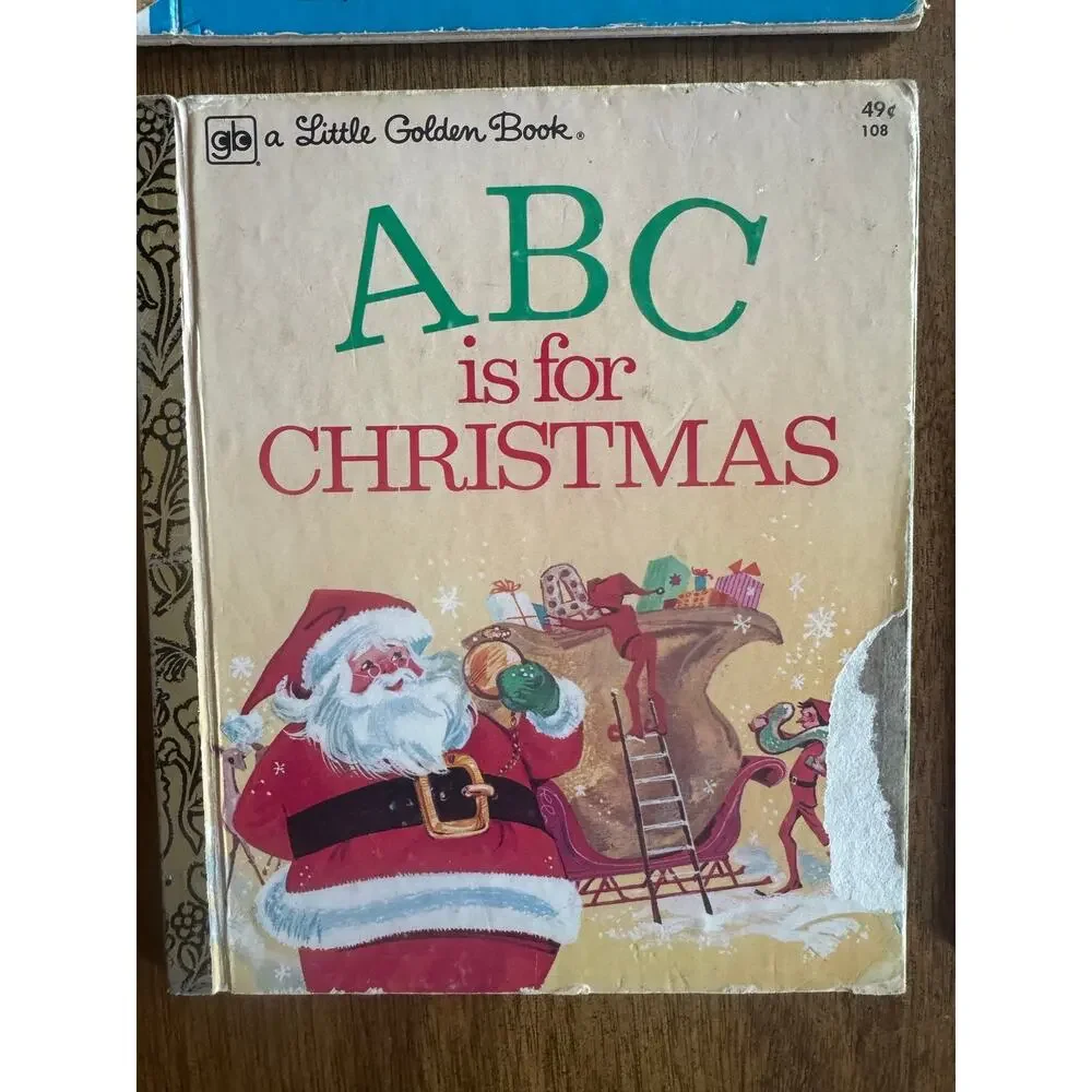 Vintage Little Golden Books Christmas Lot Disney Rudolph Santa 4 Books